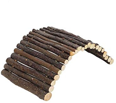 Fdit Hamster Holzbrücke Kleintiere Holzbogenbrücke Leiter Kleintierkäfig Dekoration für Meerschweinchen Chinchilla Frettchen Reptil(L)