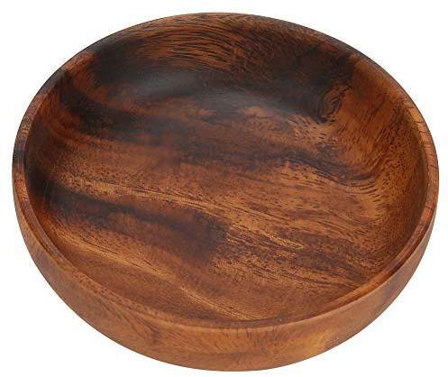 Oumefar Natural Wooden Bowl Round Dark Food Serving Dish Soup Bowl Salad Noodles Rice Plate Meal Fruit Vegetable Dish for Home Restaurant Coffee use