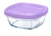 Duralex 9086AM12A1111 Freshbox Carré Frischhaltebox mit Deckel, 9x9cm, 150ml, Glas, violett, 1 Stück