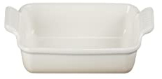 Le Creuset Rechteckige Auflaufform Tradition aus Steinzeug, 19 cm, 1.1 Liter, Meringue, 71102197160001