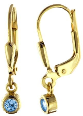 trendor Damen Ohrringe Gold 333/8 K Ohrhänger mit Blauem Zirkonia 51097 | eleganter Ohrschmuck für Frauen aus Echtgold,