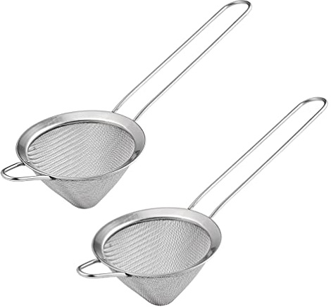 Konische Siebe Edelstahl Cocktailsieb Barsieb Teesieb Küchensieb Spitzsieb Abtropfsieb Feinmaschiger Seiher Lebensmittelsieb für Tee Kaffee Saft Flüssigkeit 2 Stück