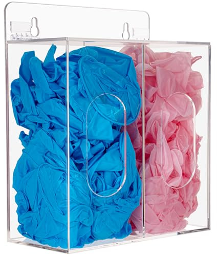 Heyrelda Acrylic Face Mask and Glove Dispenser Storage Box Holder with Lid,Disposable Hairnet & Shoe Cover Dispenser, Bouffant Cap Dispenser, Can Hang on The Wall and Stand on The Table, Clear