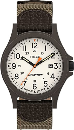 Timex Montre à Quartz pour Homme avec Cadran analogique et Bracelet en Nylon, Brun/Marron Clair, Taille Unique, Sangle