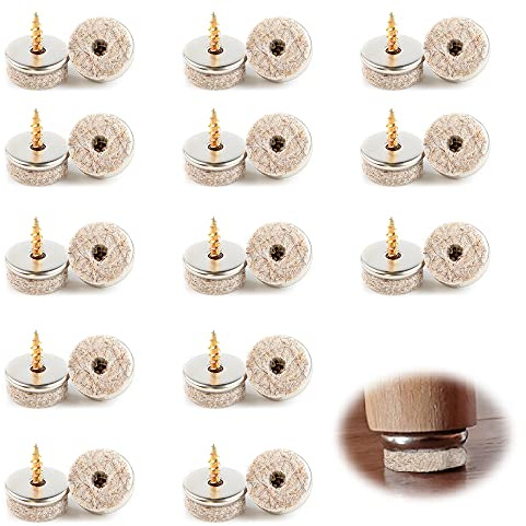 Lxoraziy 40 Stück 28 mm Durchmesser Filz-Pads für Möbelfüße, Dicke Möbelfüße Pad Filz Stuhlgleiter zum Schutz Harter Böden, Filzgleiter Schrauben, Premium Bodenschoner für Stühle und Möbel (28MM)