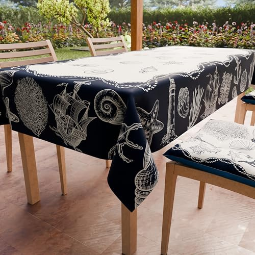 PETTI Artigiani Italiani - Trädgårdsduk Rektangulär Bordsöverdrag Kök Design Marino 02 X6-sits (140 x 180 cm) 100% Made in Italy