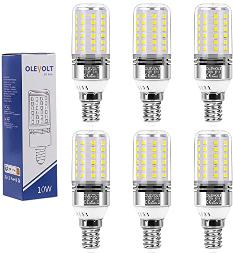 OLEVOLT E14 LED Mais Birne Tageslichtweiß 10W 5000K LED Glühbirne Maiskolben 1200LM Ersatz für 80W Glühlampe e14 LED Birne Nicht Dimmbar Maiskolben Birnen E14 Kerze Leuchtmittel 6er-Pack