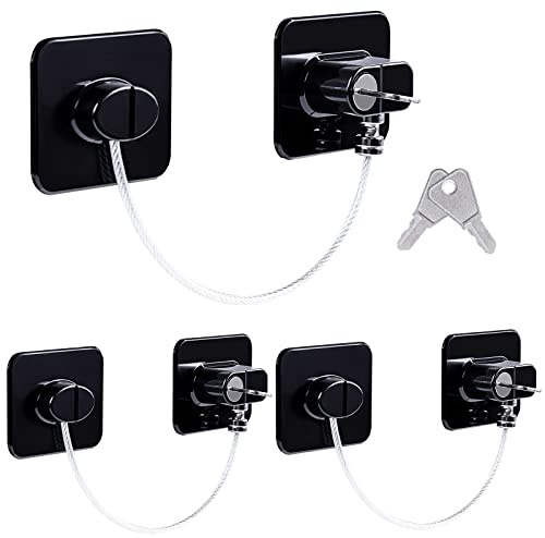 Niviy 3 PCS Chiusure Sicurezza Bambini Nero Blocco Finestre Con Chiave Blocca Cassetti Per Bambini Con Potente Adesivo Senza Perforazione Kid Pet Safe Set per Armadi Cassetti Frigoriferi Finestre