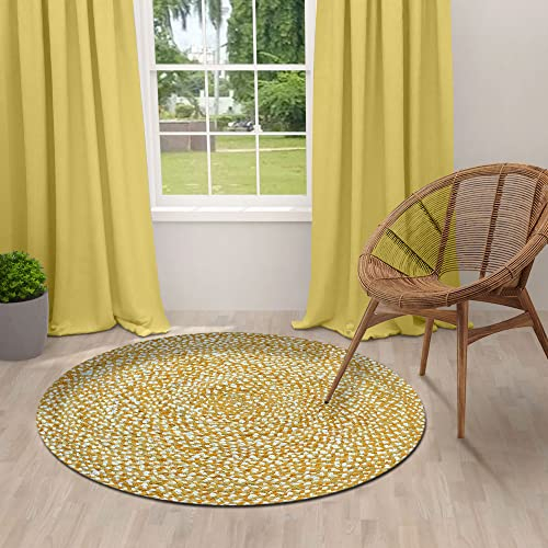 CASAVANI Indischer handgefertigter Chindi-Baumwollteppich für den Außenbereich, Garten, Yoga-Teppich, Küche, Wohnzimmer, gelb, geflochtene Jute-Teppiche für Flur 300 x 300 cm (10 x 10 Fuß im Quadrat)