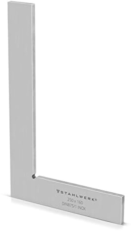 STAHLWERK Flachwinkel 90° 250 x 160 mm DIN 875/1 Kontrollwinkel/Schlosserwinkel/Anschlagwinkel/Präzisionswinkel aus rostfreiem Edelstahl