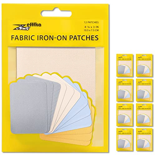 ZEFFFKA 9PACK Kleider-Flicken zum Aufbügeln für Innen und Außen Stärkster Kleber 100% Baumwolle Verschiedene Reparatur-Dekorationsset 12 Stück Größe 3 x 4-1/4 (7,5 cm x 10,5 cm)