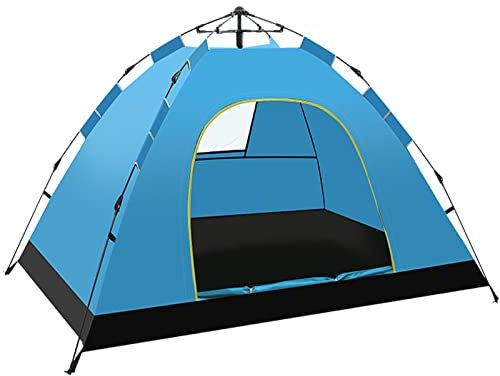 2/3/4 Personen Instant Camping Zelt, wasserdichtes Familienzelt mit Tragetasche, einfacher schneller Aufbau, leichtes Kuppelzelt für Camping, Reisen, Rucksackreisen, Wandern, Outdoor (Blau, 2-3
