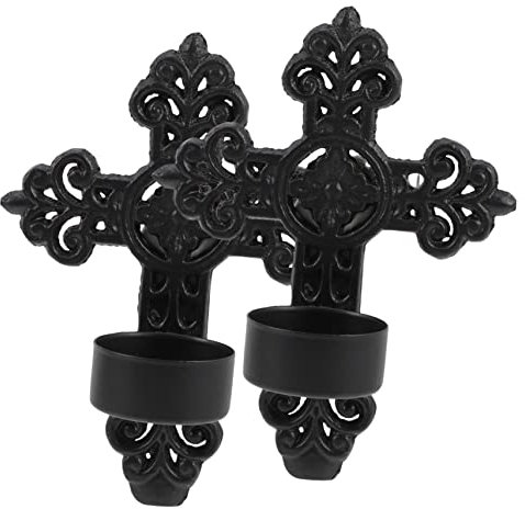 RORPOIR 2pcs Metal Wall Sconce Candle Holders Cross Design Wall Mounted Decorative Candle Holders for Living Dining Home Decor