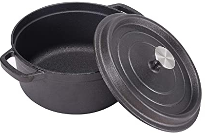 ZAANU Pentola Antiaderente, Casseruola in Ghisa con Coperchio, Pentola in Ghisa 23x10cm, Casseruola Antiaderente (20x10cm) (23x10cm)