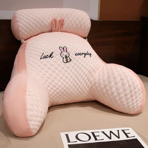 Anttyscar Cute Reading Pillow，Lesekissen für Erwachsene im Bett，rückenkissen mit armlehnen lesekissen für Bett, Sofa，Rückenstütze, Kissengeschenke für Ehemann, Freund（Rosa，50 x 75 cm）