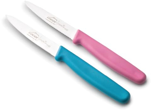 LACOR - 39082 - Coltelli da Cucina Professionali, Set Coltelli da Cucina, Set 2 Pezzi, Spelucchino da Cucina, Lama Liscia e Seghettata, Acciaio Inox, Serie Etern, Lama 9 cm, Blu e Magenta