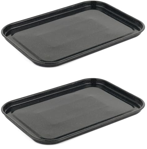 Kitchen Essentials Kitchen Utensil 40 cm Vitreous Enamel Easy Clean Oven Sheet Baking Tray (Set of 2)