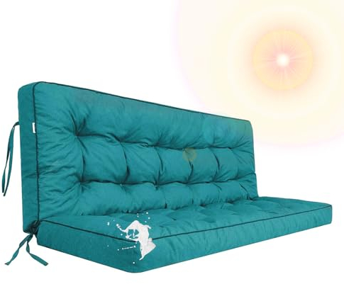 RUYICZB Bankauflage Für Gartenbank, Polsterauflage Für & Hollywoodschaukel, Gartenschaukelkissen, Sitzkissen & Rückenkissen, Gesteppt, 140X50x10cm Auflage Für Sitzbank,Grün