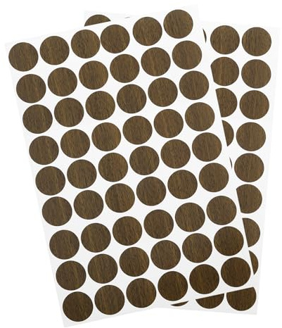 sourcing map 2 Sheets/108Pcs Screw Hole Stickers, 21mm/0.83inch PVC Self-Adhesive Screw Cover Sticker Dustproof Round Screw Covers Caps for Wooden Furniture Cabinet Shelve, Dark Brown