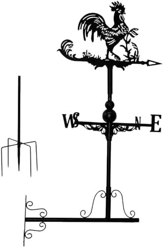 Wetterfahne aus Metall, Gusseisen, Hahn, Garten, Wetterfahne, Windgeschwindigkeit, Drehzahl, Richtungsanzeige, Ornament