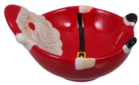 FUNOMOCYA Santa Candy Bowl Ceramic Dessert Serving Bowl Small Multi-Use Fruit Yogurt for Christmas Party Holiday Table Decoration