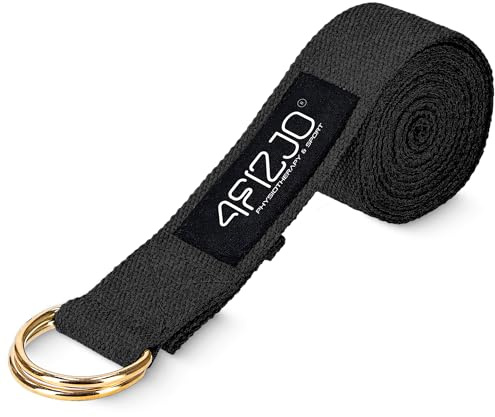 4FIZJO Yogagurt, Yoga-Band zum Dehnen, 100% Baumwolle, Lang mit Verschluss aus Metall, Yoga-Strap für Einsteiger und Fortgeschrittene, Abmessungen 300x4x0,2 cm, Stabilisiert die Haltung