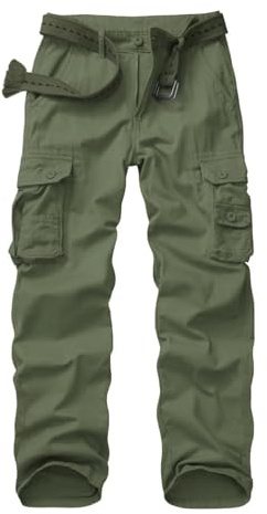 VATINNT Men's Cotton Work Trousers Straight Fit Cargo Trousers | Casual Camo Combat Pants with 8 Pockets for Hiking, Fishing, Camping and Outdoor Work No Belt