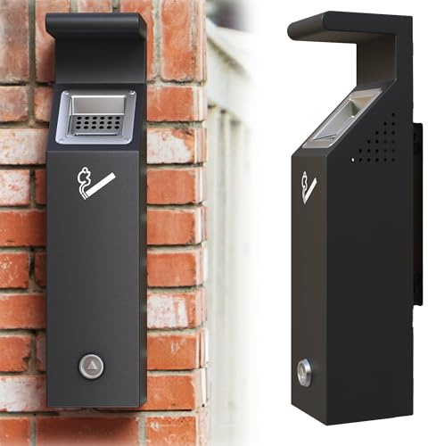 lukar Wall Mounted Trash Receptacle with Lock, Commercial Trash Can Collector Container for Yard, Garden, Office, Restaurant, Hotel, Bar