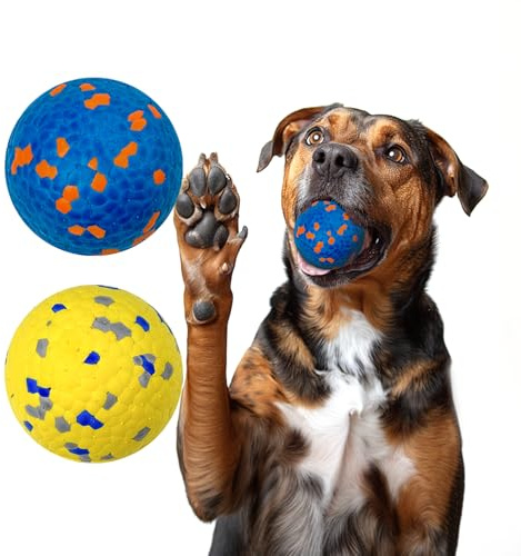 Lepawit 2 Stück Hundeball Hundespielzeug Ball, unzerstörbares hundespielzeug für Aggressiver Kauer, interaktiver spielball für kleine mittlere Und große Hunde - 7cm