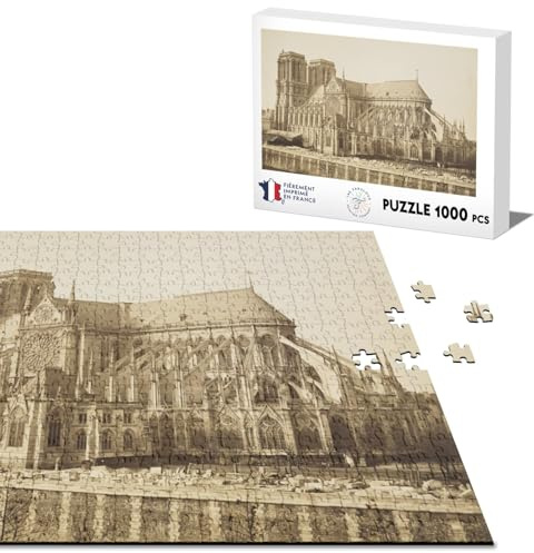 Klassisches Puzzle, 1000 Teile, Kathedrale Notre Dame De Paris 1860, seltenes Foto, Vintage, antik