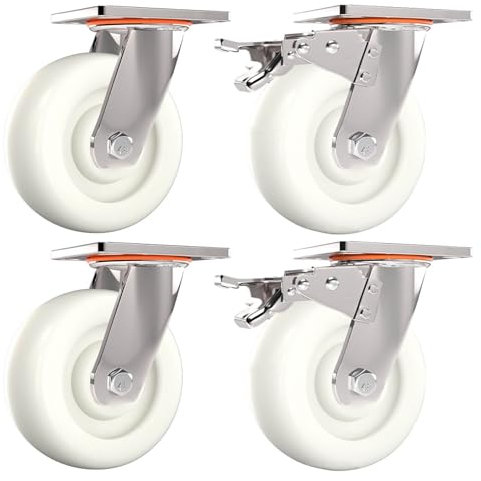 Lenkrollen, Rollen Für Möbel 4er Set Schwerlastrollen, 360° Drehbar Leise rutschfeste, (2 Mit Bremsen Und 2 Ohne) Für Bordwagen Und Möbel(200mm(8))
