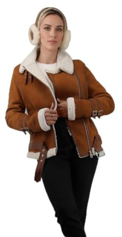 Lammfelljacke Melli Beese Cognac Winterjacke Felljacke Fliegerjacke Größe L