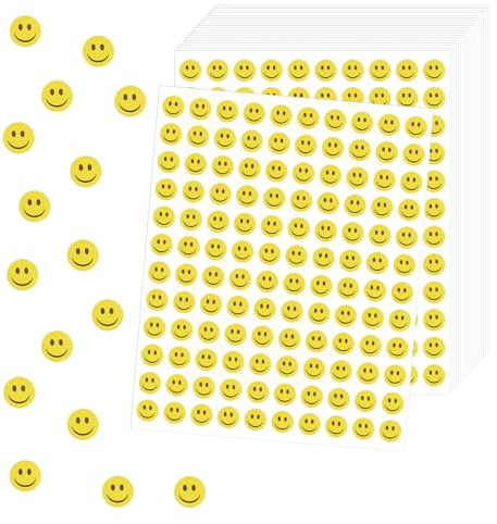 Aufkleber Smiley 6000 Stück Yellow,Mini Sticker Smiley Für Schule,Basteln,Tagebuch & Partydekoration– Ideal Für Schüler,Eltern & Kreative–Dekorieren Von Handy, Laptop, Tagebuch & Geschenkverpackung