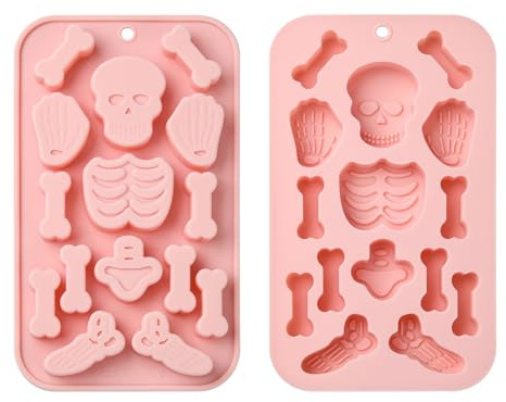 UR URLIFEHALL 2 Stk Halloween Schädel Silikonformen Skelettknochen Fondantformen für Backen Lebensmittelherstellung Gelee Bonbon Kekskuchen Dekoration