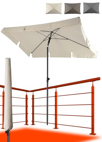 4smile Sonnenschirm Balkon SunnyShade, 200 x 125 cm, Beige - UPF 50+ Sonnenschirm rechteckig als Sonnenschutz Balkon - Balkon-Schirm mit Sonnenschirmhülle