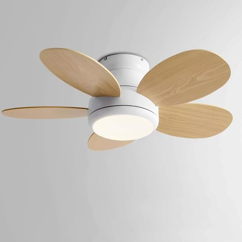 Ventilador de Techo con luz LED de 24 W, silencioso e Inteligente, con Control Remoto e Interruptor de Pared, para Dormitorio, Sala de Estar, 6 velocidades, Motor de CC