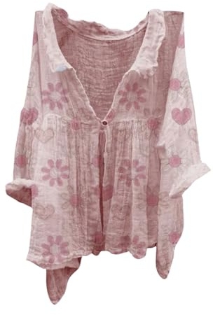Leinenbluse Damen Oversize, Outlet Angebote, Leinenbluse Leinen Shirt Leinenhemd Langarm Tshirt V Ausschnitt Bluse Tunika Große Größen Oberteile Sommeroberteile Sommerblusen Leicht