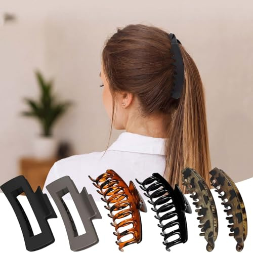 OSDUE 6 Piezas Clips Pelo, 10.5-13 cm Pinzas Pelo Mujer Grandes Garra Pelo Clip Pinza Hair Claw Antideslizantes Clásico con Resorte Fuerte para Peinado Moda Cabello Liso Rizado y Pndulado-D