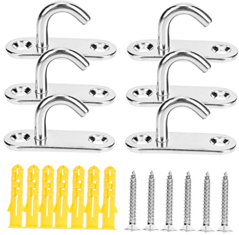Sosoport 6 piezas Ganchos de Techo Inoxidable de Anclaje para Montaje Pared para Colgar Plantas y Accesorios Resistente y Duradero Instalación Techo y Paredes