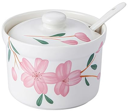 Zuccheriera con coperchio e cucchiaio, porta zucchero in stile giapponese per bar, zuccheriera in ceramica