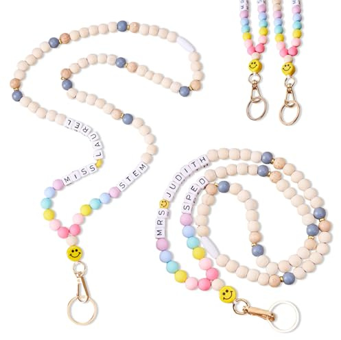 Benutzerdefinierte Name Card Holder Lanyard,Personalisiertes Lehrer-Schlüsselband mit Ausweishalter, buntes Namensdesign, Sicherheitsfunktion