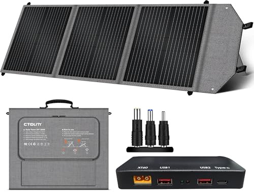 CTOLITY 100W Tragbares Solarpanel, IP67 Wasserdichtes Faltbares Solarpanel Kit mit 20V Ausgang, 23.5% Wirkungsgrad Modul für Outdoor Camping, Portable Power Station, Laptops, Wohnmobil, RV, Balkon