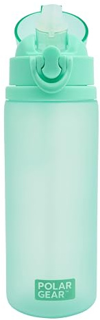 Polar Gear Kids Push Button Flip Cap 650ml Bottle - Leak-Proof Design with Secure Screw Cap & Soft Silicone Straw, Mint
