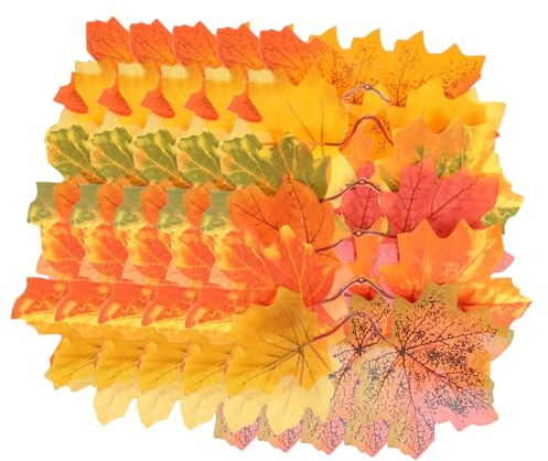 ZUNOXAZ 30 Pezzi Foglie Acero Finte Autunnali per Decorazioni Harvest Festa Ringraziamento Foglie Artificiali per Ghirlande e Addobbi Casa e Autunnali
