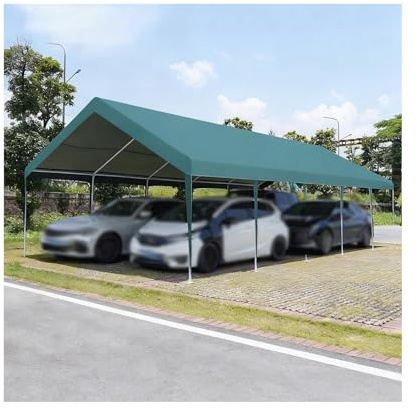 Großes Carport-Dach Für Alle Wetterbedingungen, Robuste Ausführung Mit Metallrahmen Für PKW, Wohnmobil, Traktor Und SUV(Green)