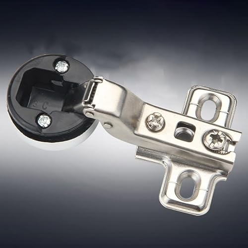Eawfgtuw 2 bisagras de acero laminado en frío para puerta de armario con tapa y accesorios de tornillo, acabado plateado, diámetro de copa de 35 mm, se adapta a paneles de 3-10 mm y vidrio de 4-8 mm