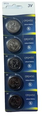 Sivitec 5x CR2450 Lithium Battery 3V 5 Pack Child Resistant Button 2450 Cell Batteries