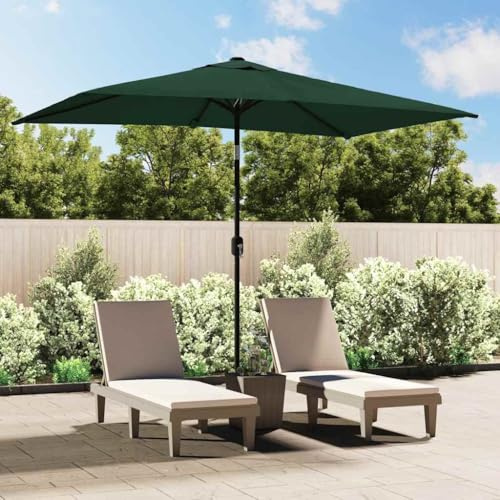 Holamys Sonnenschirm 200x300 cm Grün Rechteckig, Gartenschirm mit Kurbel und Neigung für Terrasse, UV-Schutz, Stahlgestell, Outdoor Patio Umbrella