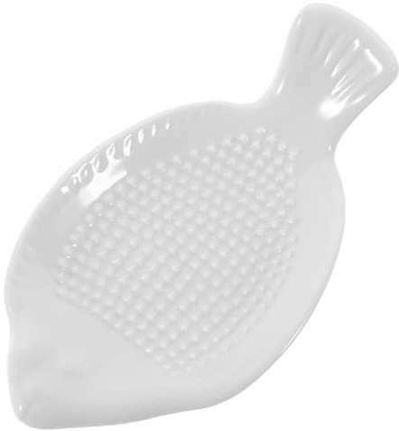 TOYANDONA Keramik Ingwer und Knoblauchreibe Fischform Kleine Multifunktionale Küchenreibe für Obst und Gemüse Spülmaschinengeeignet Rutschfestes Design für Sichere Handhabung