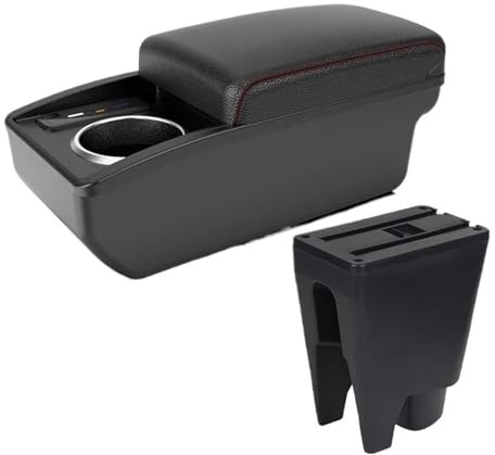 Mittelkonsole Aufbewahrungsbox Mittelarmlehnenbox Für Peugeot 107 Ablagefach Mit USB-Anschluss Und Getränkehalter(B1 Red line 6 usb)